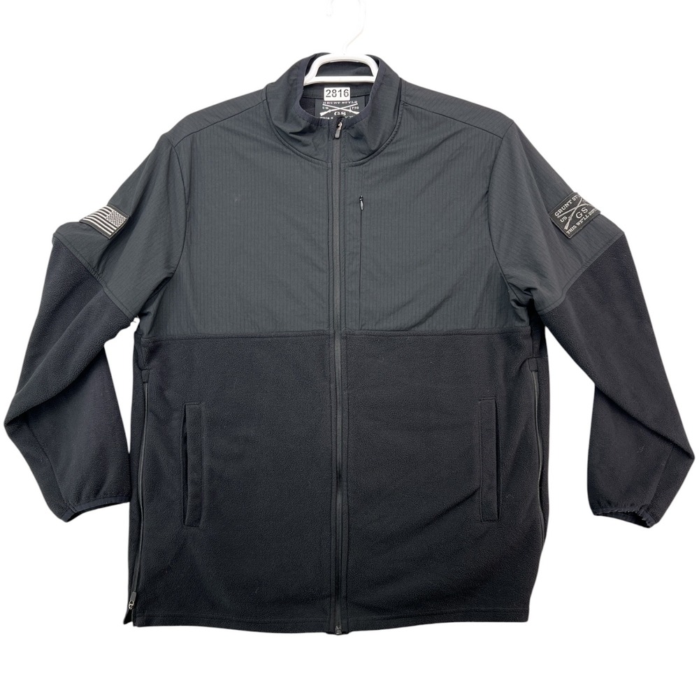Grunt Style Mens 2XL Black Mixed Media Fleece Ripstop Full Zip Tactical Jacket
